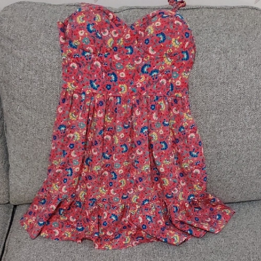 Floral Pink Strapless Dress